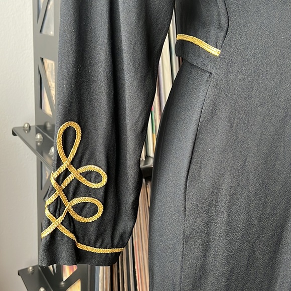 One piece navy and gold nautical, androgenous, jumpsuit size 6 made in USA - Picture 5 of 8